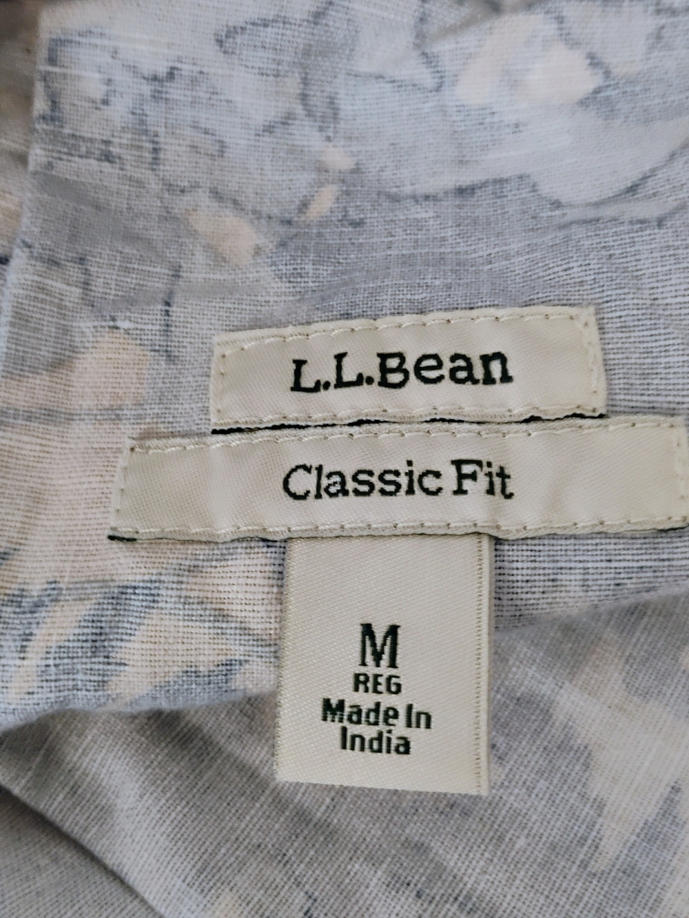 LL Bean Linen Cotton Blend Cream & Blue Floral Skirt Classic Fit Medium Large U - Picture 4 of 5